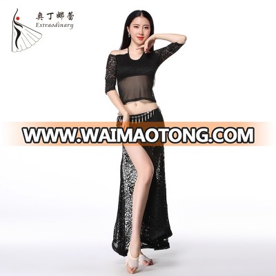 Sexy U-neck lace belly dance training wear for woman