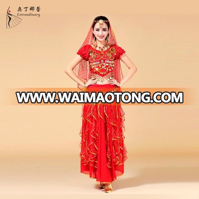 Adult chiffon indian short sleeve sets belly dance wear for woman